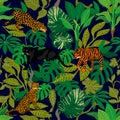 Green jungle. Tropical print. Royalty Free Stock Photo